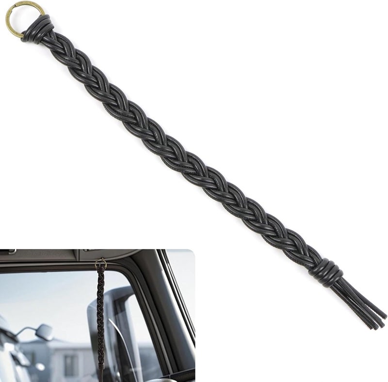 OKQX 12 Inch Black Braided Air Horn Pull Cord Replacement - Heavy Duty Synthetic Leather Lanyard for Semi Truck, Tractor & Big Rig Accessories - Image 1